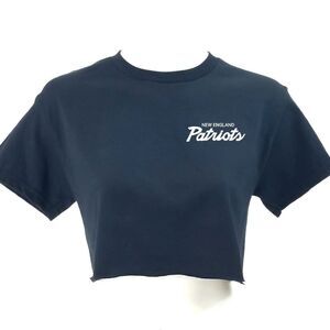 NEW ENGLAND PATRIOTS Double Script Retro Logo Cropped Crop Top Football Tee y2k